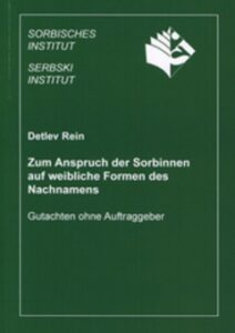 Cover von Zum Anspruch der Sorbinnen auf weibliche Formen des Nachnamens German