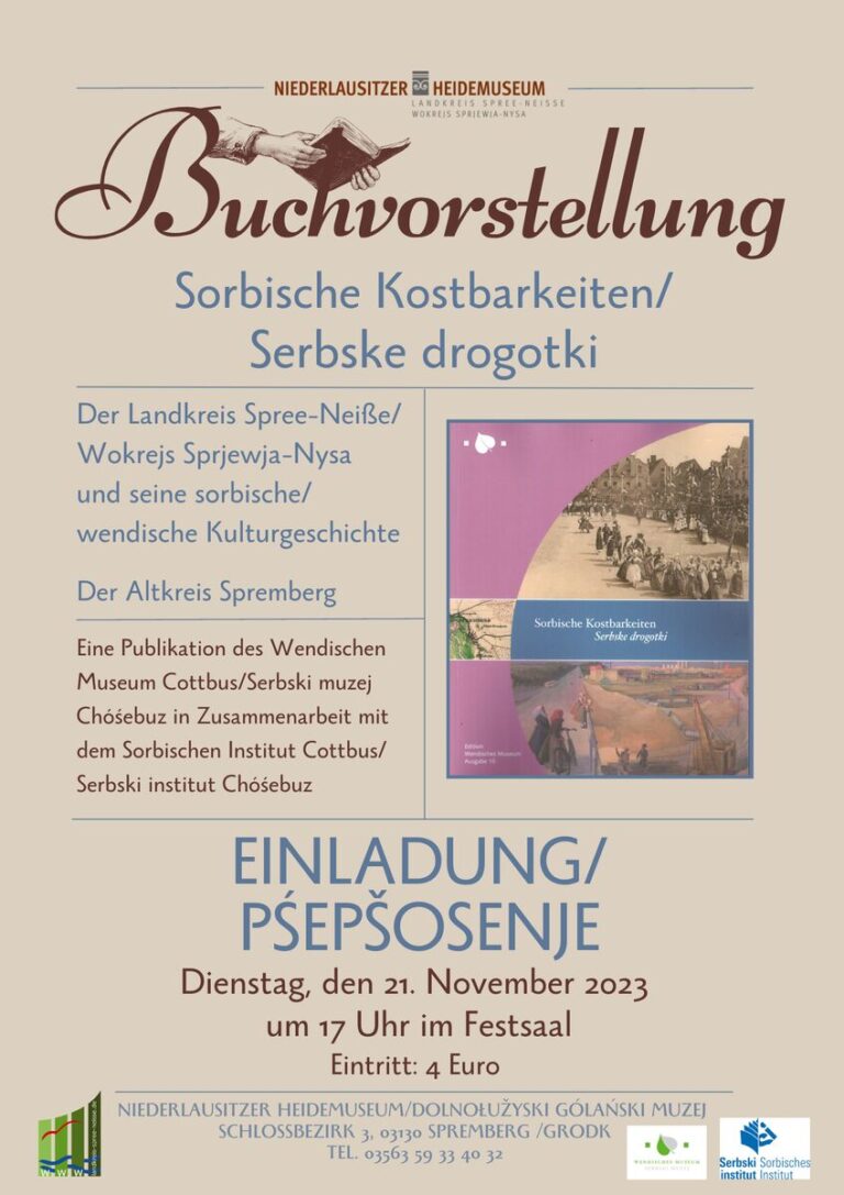 Veranstaltungsplakat für die Buchvorstellung am 21.11.23 in Spremberg/Grodk