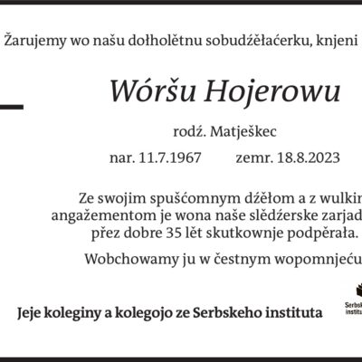 Žarowanski nawěšk, wozjewjeny dnja 23. awgusta 2023 w Serbskich nowinach