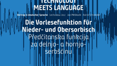 Banner za přednošk Serbskeho instituta wo předčitanskej funkciji za delnjo- a hornjoserbšćinu