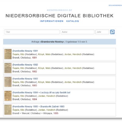 Ansicht der Einträge zur